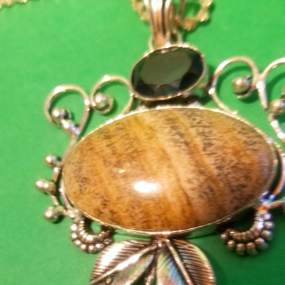 JASPER STONE WITH IOLITE TOP IN .925 SILVER